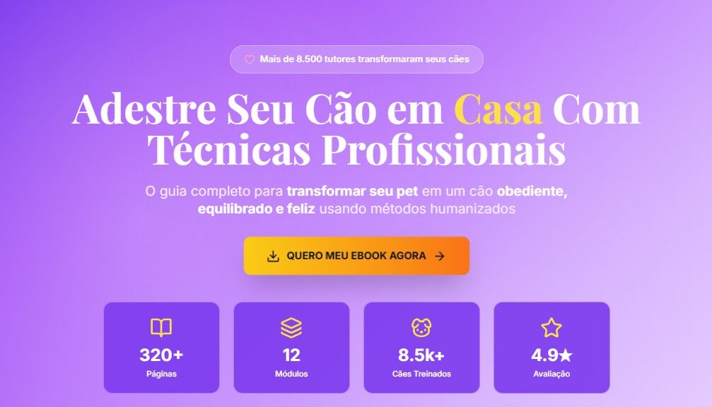 Página de Venda Adestramento de Cães